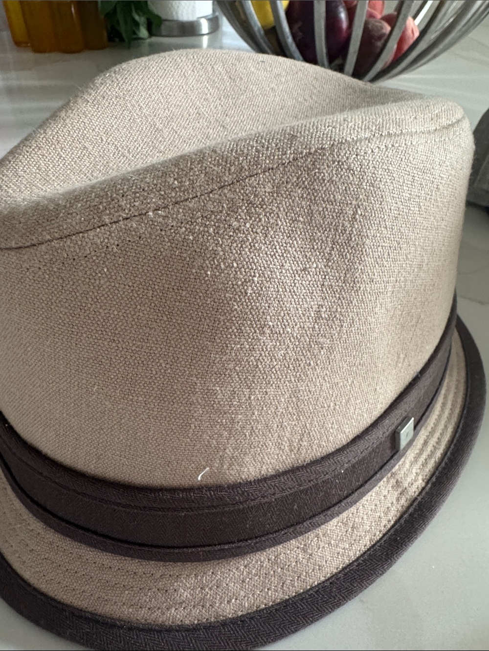 Beige Fedora with Dark Brown Band